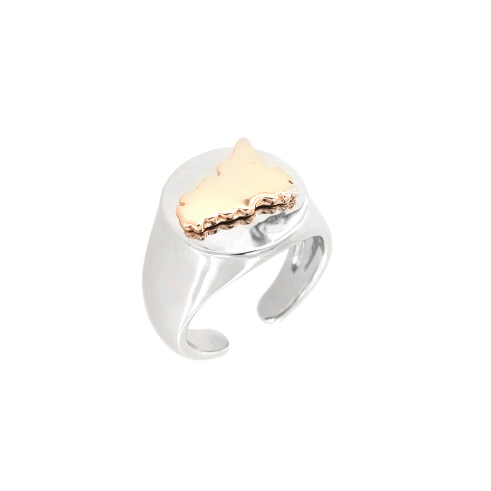 Anello in Metallo a sigillo, con disegno Sicilia impreziosito da smalti colorati