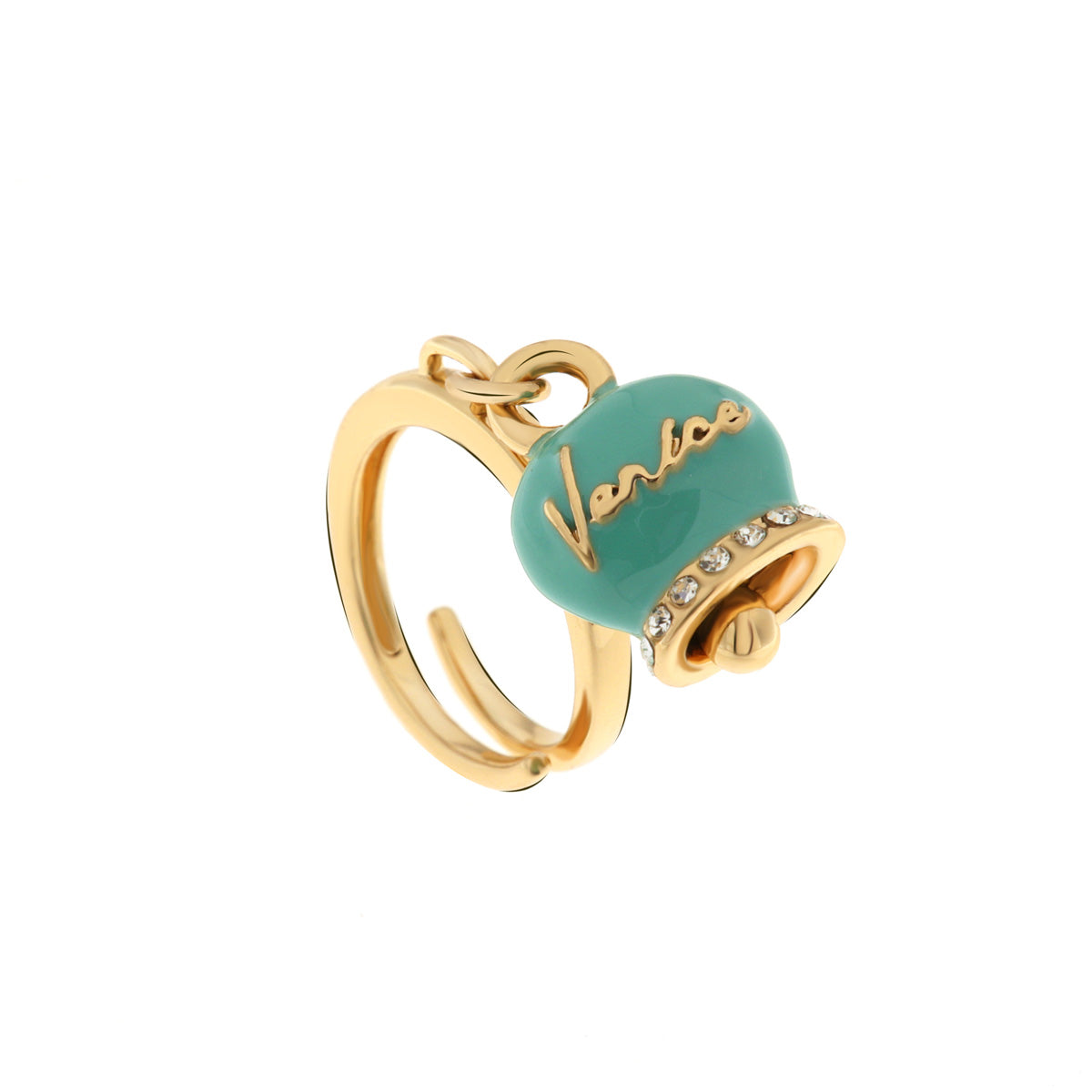 Anello in Metallo con campanella verde