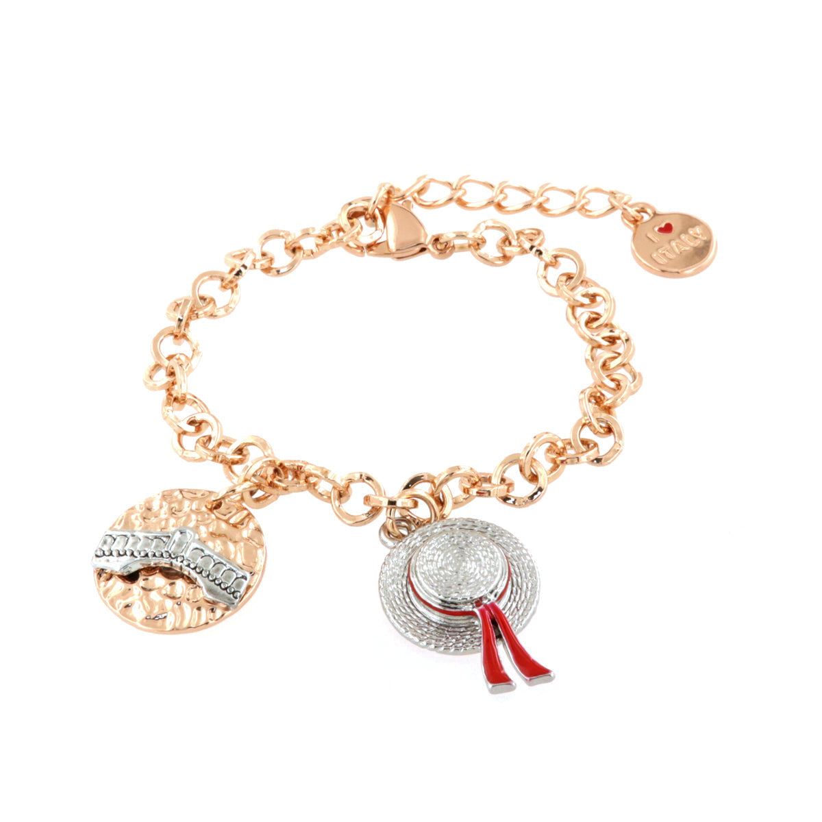 Bracciale in Metallo con cappello veneziano e ponte di rialto pendenti