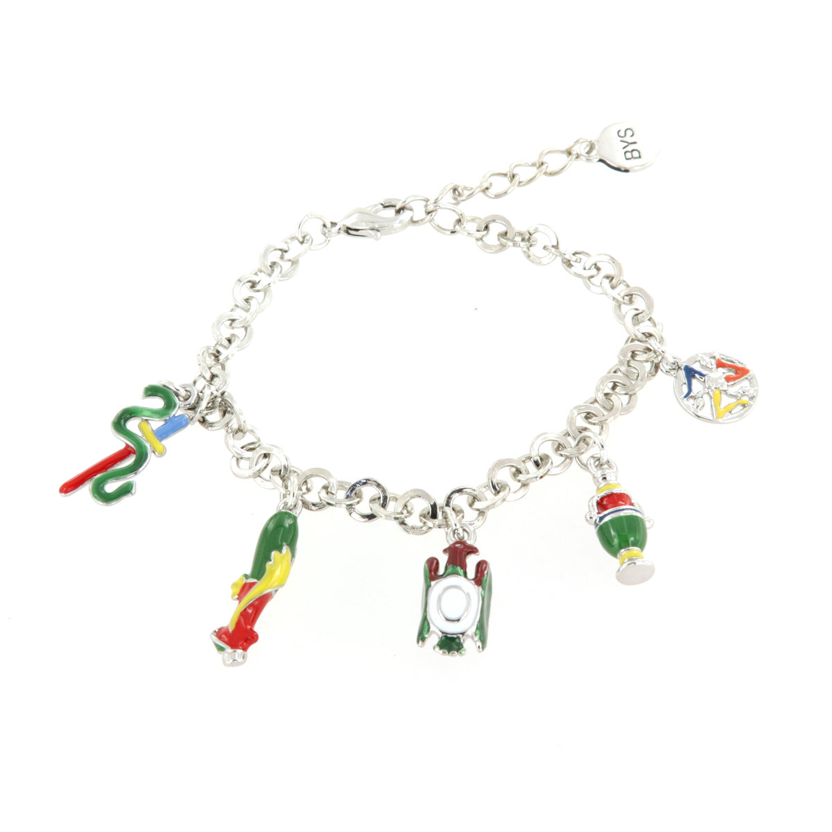 Bracciale in Metallo maglia a rolò con simboli carte siciliane pendenti