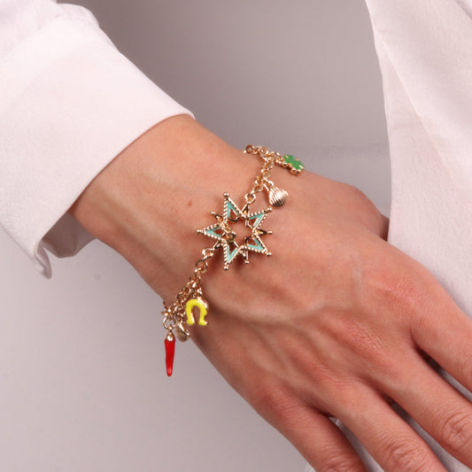 Bracciale in Metallo con simboli portafortuna