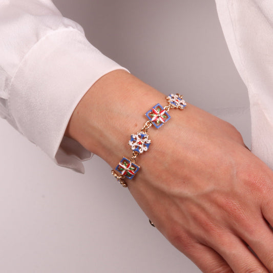 Bracciale in Metallo con maioliche colorate