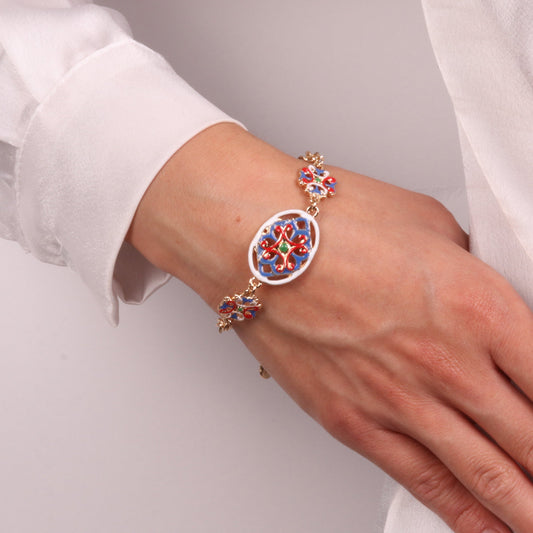Bracciale in Metallo con maioliche colorate