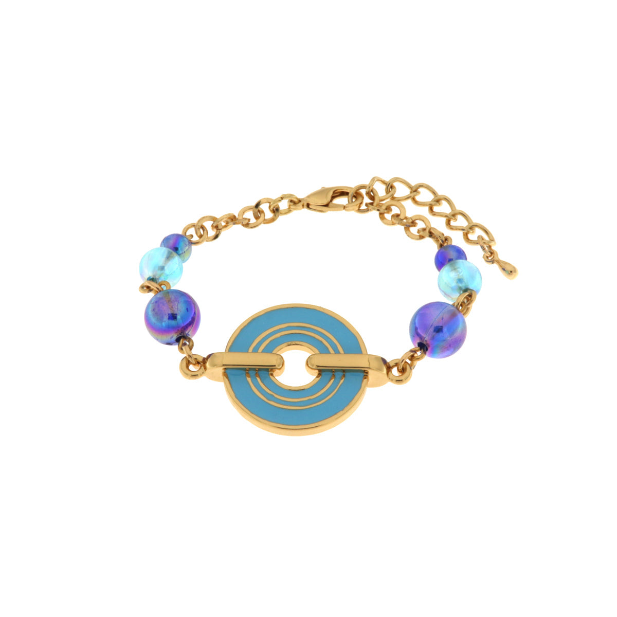 Bracciale in Metallo con cristalli colorati nelle sfumature blu ispirate al vetro di Murano