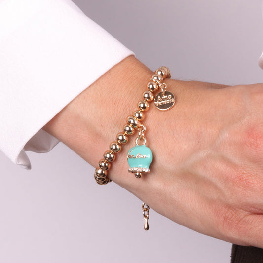 Bracciale in Metallo con campanella pendente verde