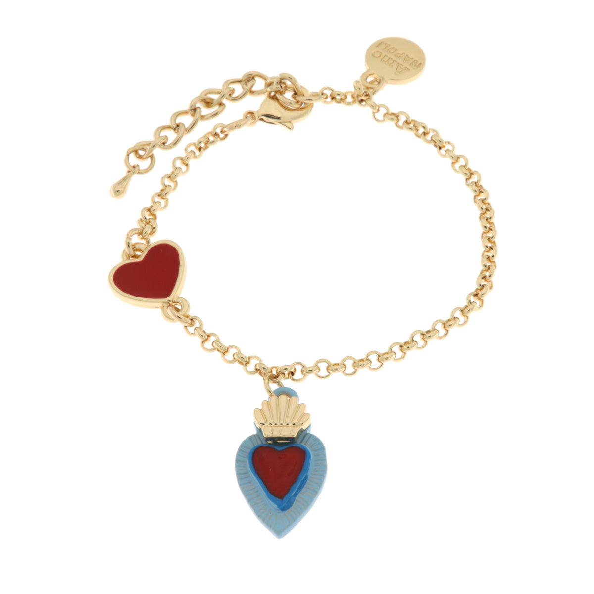 Bracciale in Metallo con cuore sacro colorato pendente