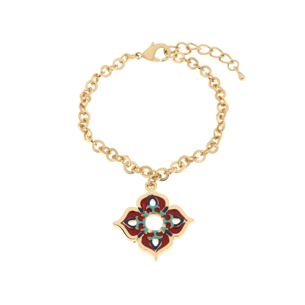 Bracciale in Metallo con maioliche colorate a forma di croce