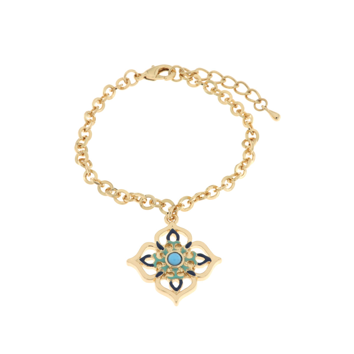 Bracciale in Metallo con maioliche colorate a forma di croce