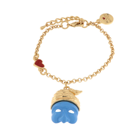 Bracciale in Metallo con maschera di pulcinella azzurra