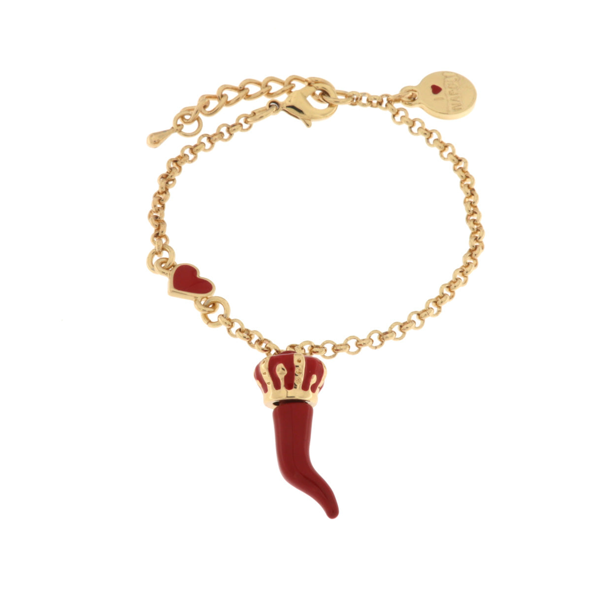 Bracciale in Metallo con corno rosso e corona