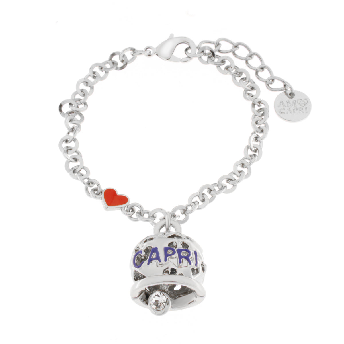 Metal bracelet with bell with Capri writing