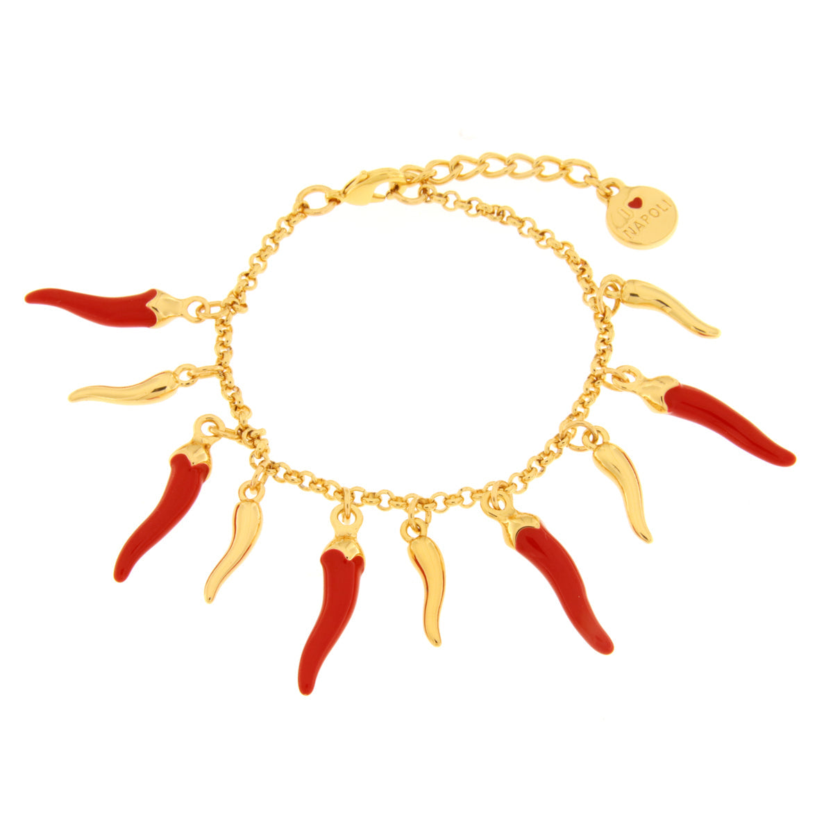 Bracciale in Metallo con cornetti rossi e dorati