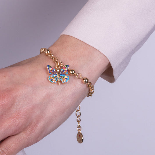 Bracciale in Metallo con farfalla colorata