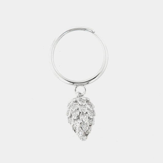Anello in Argento 925 con ciondolo pigna, impreziosita da pavè di zirconi bianchi