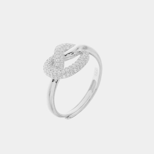 Anello in Argento 925 con nodo impreziosito da zirconi bianchi