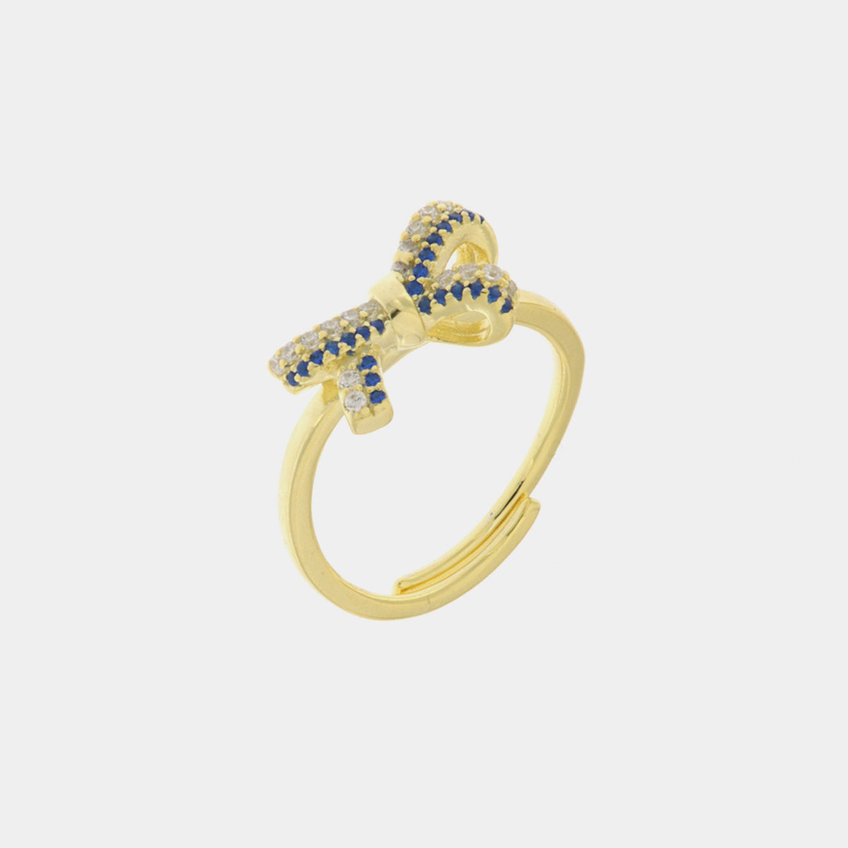 Anello in Argento 925 con fiocco impreziosito da zirconi blu e bianchi