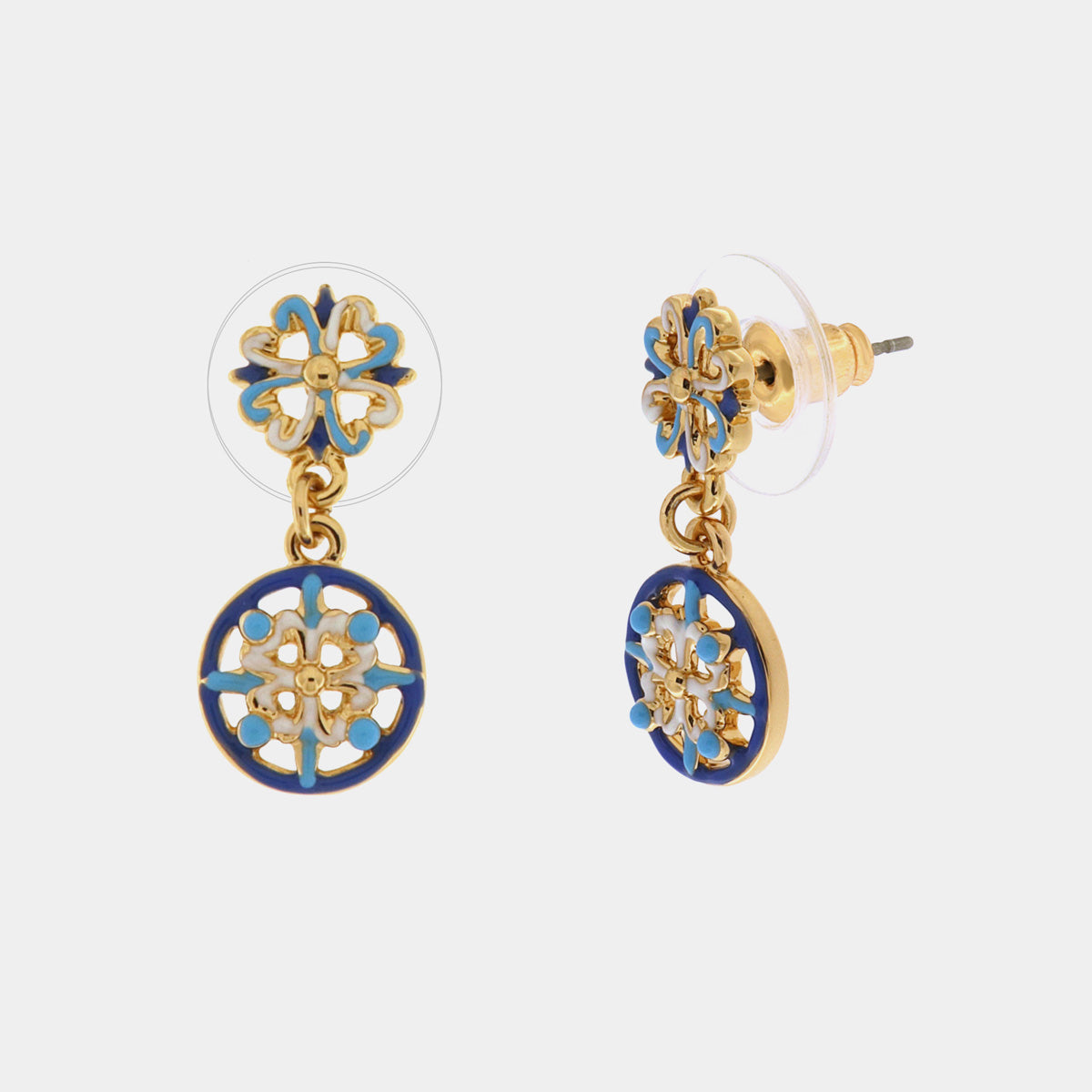 Orecchini in Metallo con pendente maioliche colorate