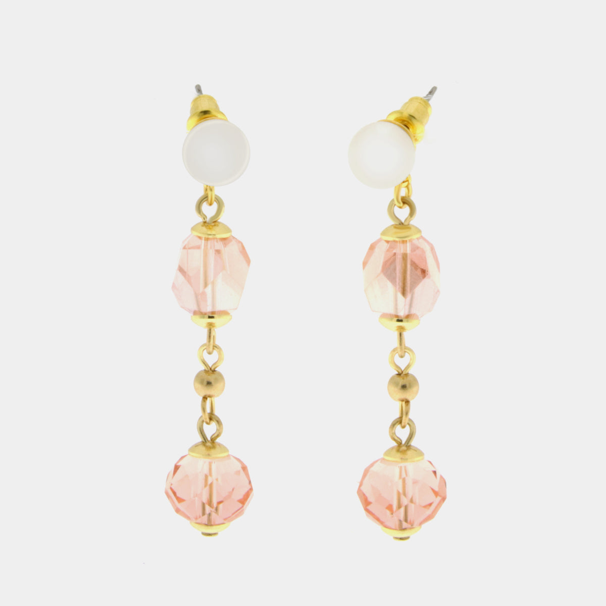 Orecchini in Metallo con cristalli rosa
