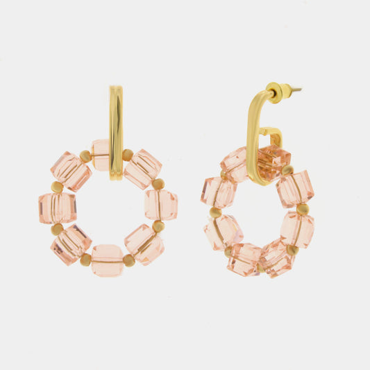 Orecchini in Metallo a cerchio con cristalli rosa
