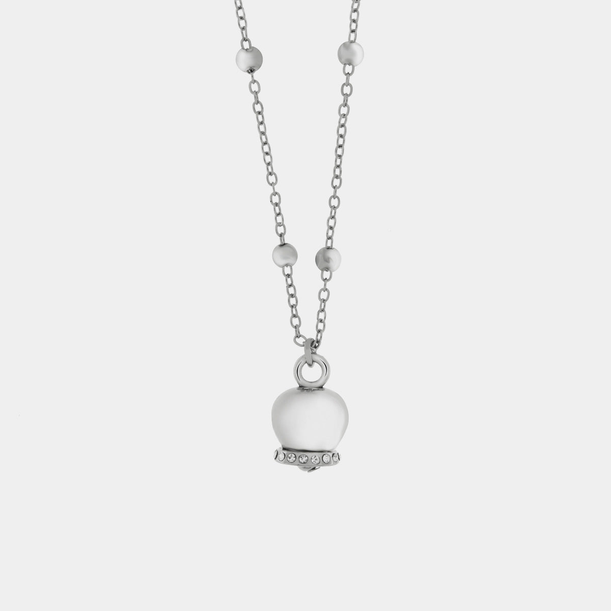 Collana in Metallo con campanella portafortuna pendente, impreziosita da cristalli