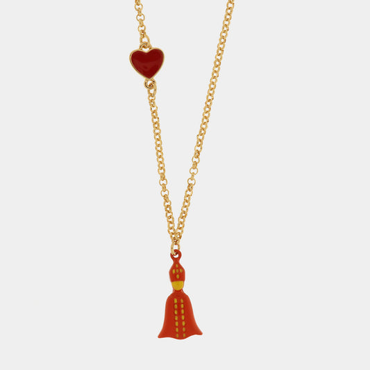 Collana in Metallo con pendente san gennaro rosso e cuore rosso