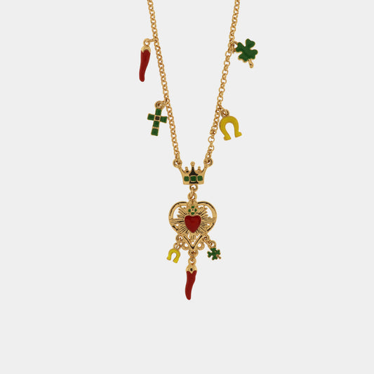 Collana in Metallo con simboli portafortuna sacri