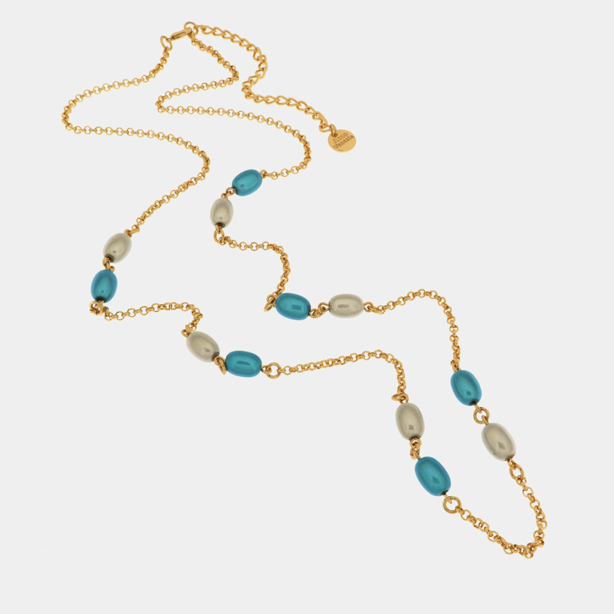 Collana in Metallo con cristalli di colore blu ispirati al vetro di Murano