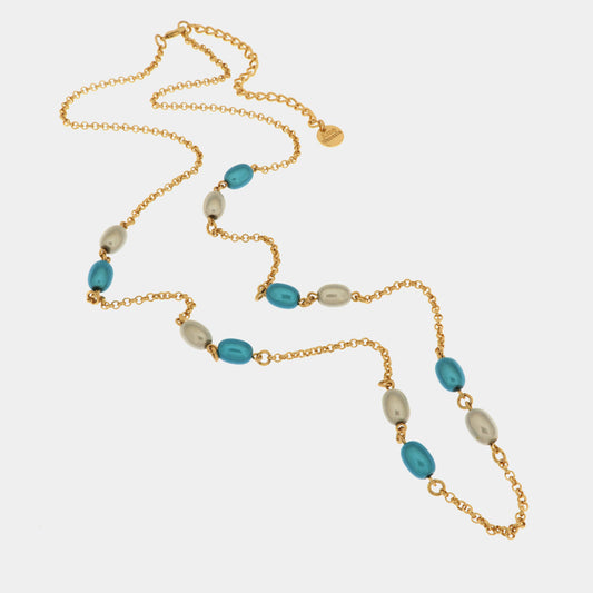 Collana in Metallo con cristalli di colore blu ispirati al vetro di Murano