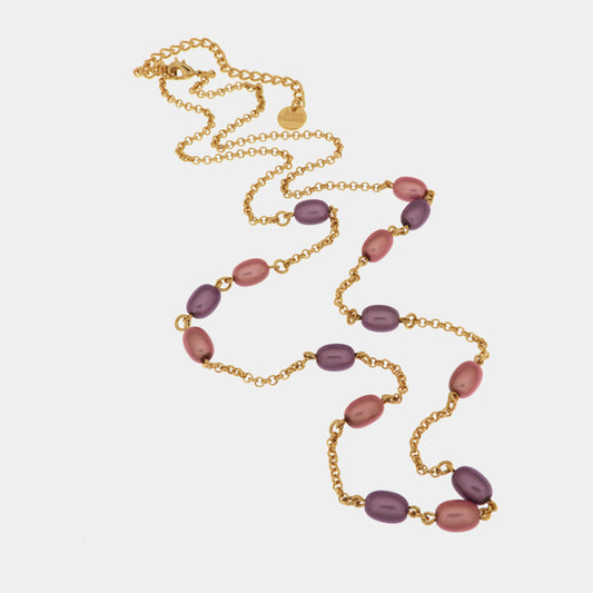 Collana in Metallo con cristalli di colore rosa ispirati al vetro di Murano