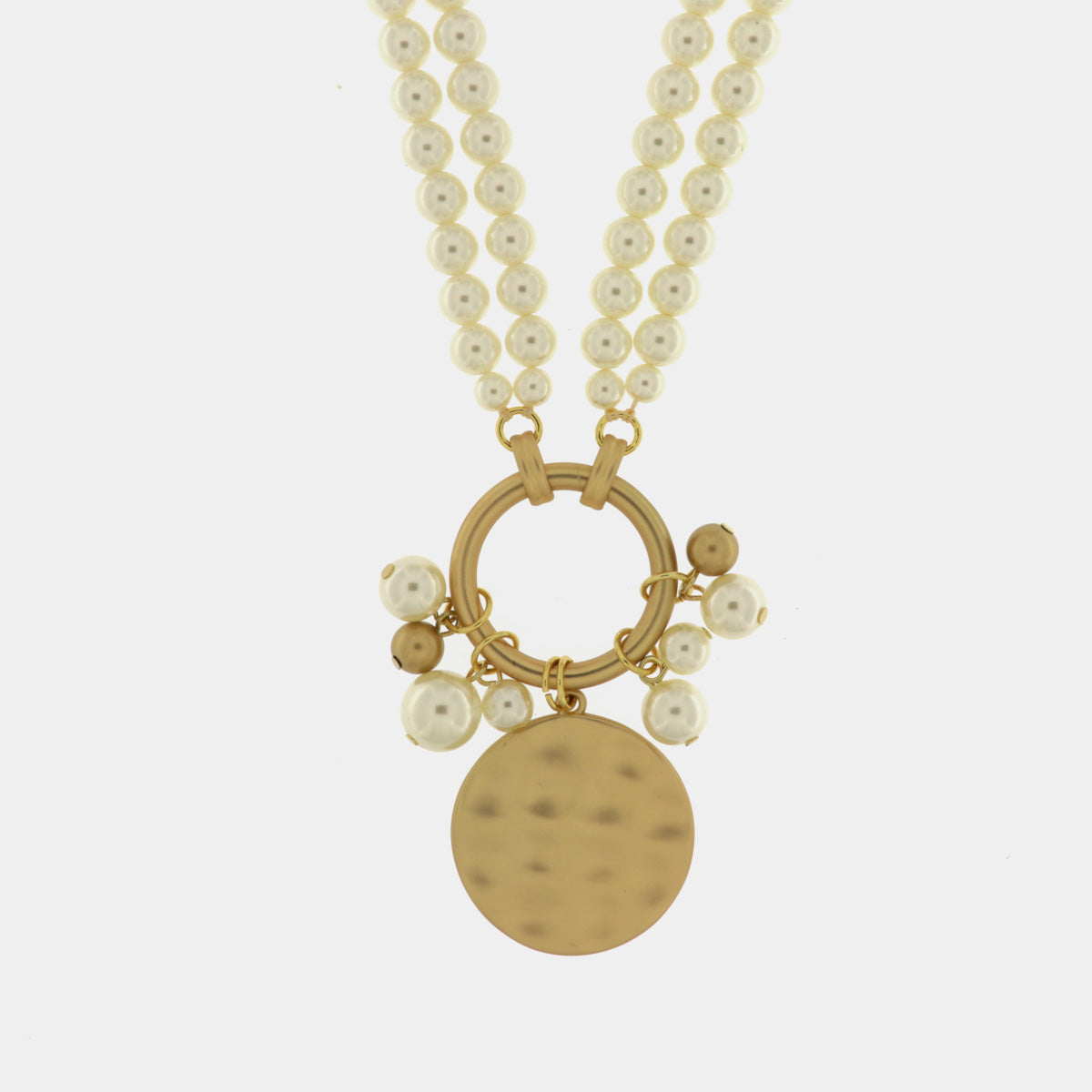 Collana in Metallo multifilo con perle e moneta satinata