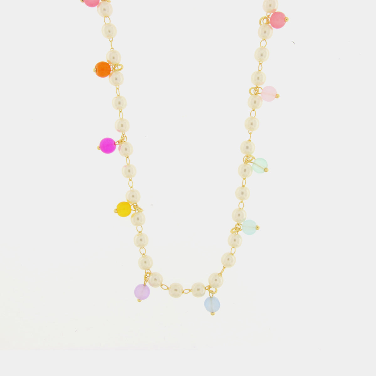 Collana in Metallo con perline e cristalli colorati