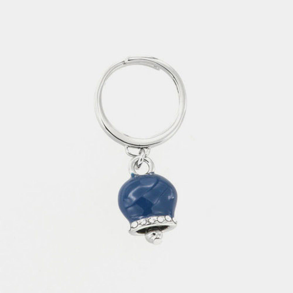 Anello in Metallo con campanella portafortuna, impreziosita da smalto blu e cristalli