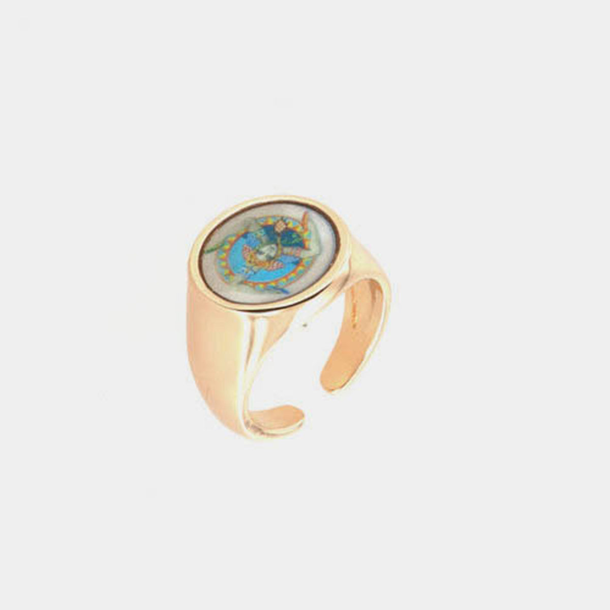 Anello in Metallo a sigillo, con disegno trinacria siciliana