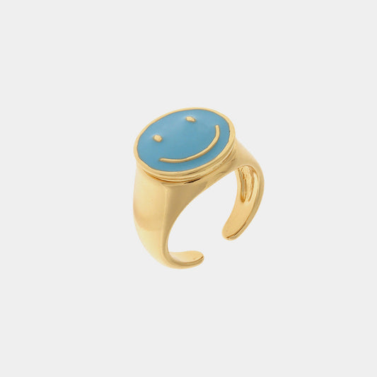 Anello in Metallo con smile azzurro