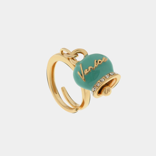Anello in Metallo con campanella verde