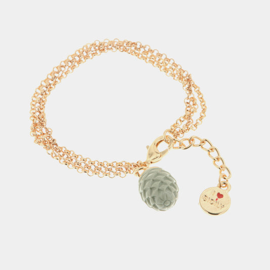 Bracciale in Metallo con pendente a forma di pigna portafortuna smaltata grigia