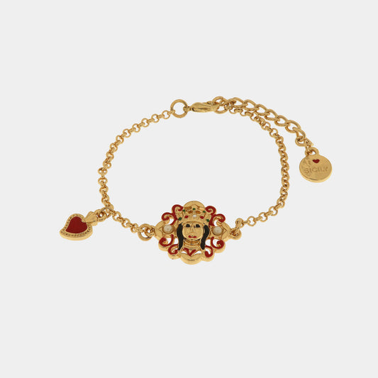 Bracciale in Metallo con madonna e cuore pendente