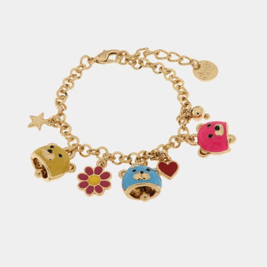 Bracciale in Metallo con orsetti colorati a forma di campanella