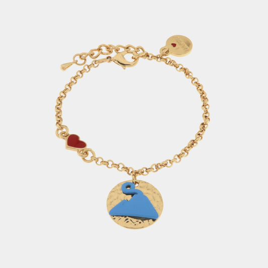 Bracciale in Metallo con medaglia e disegno Vesuvio azzurro