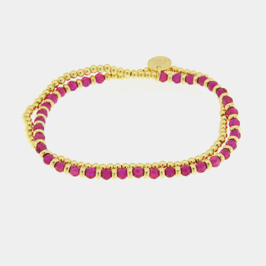 Bracciale in Metallo doppio filo con pietre rosse
