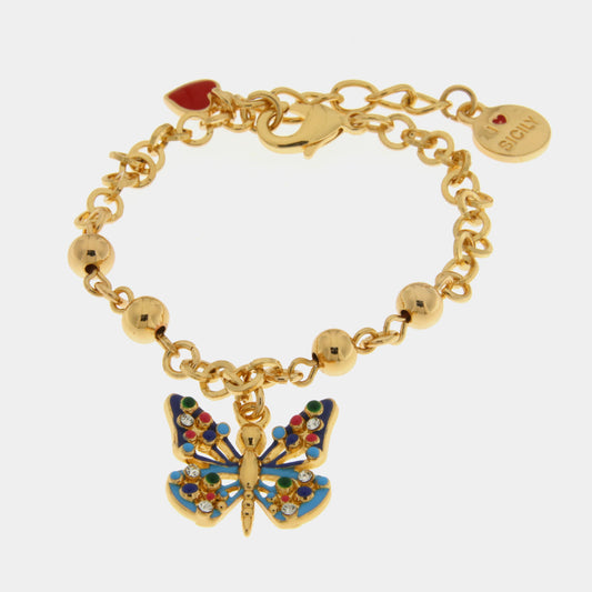 Bracciale in Metallo con farfalla colorata