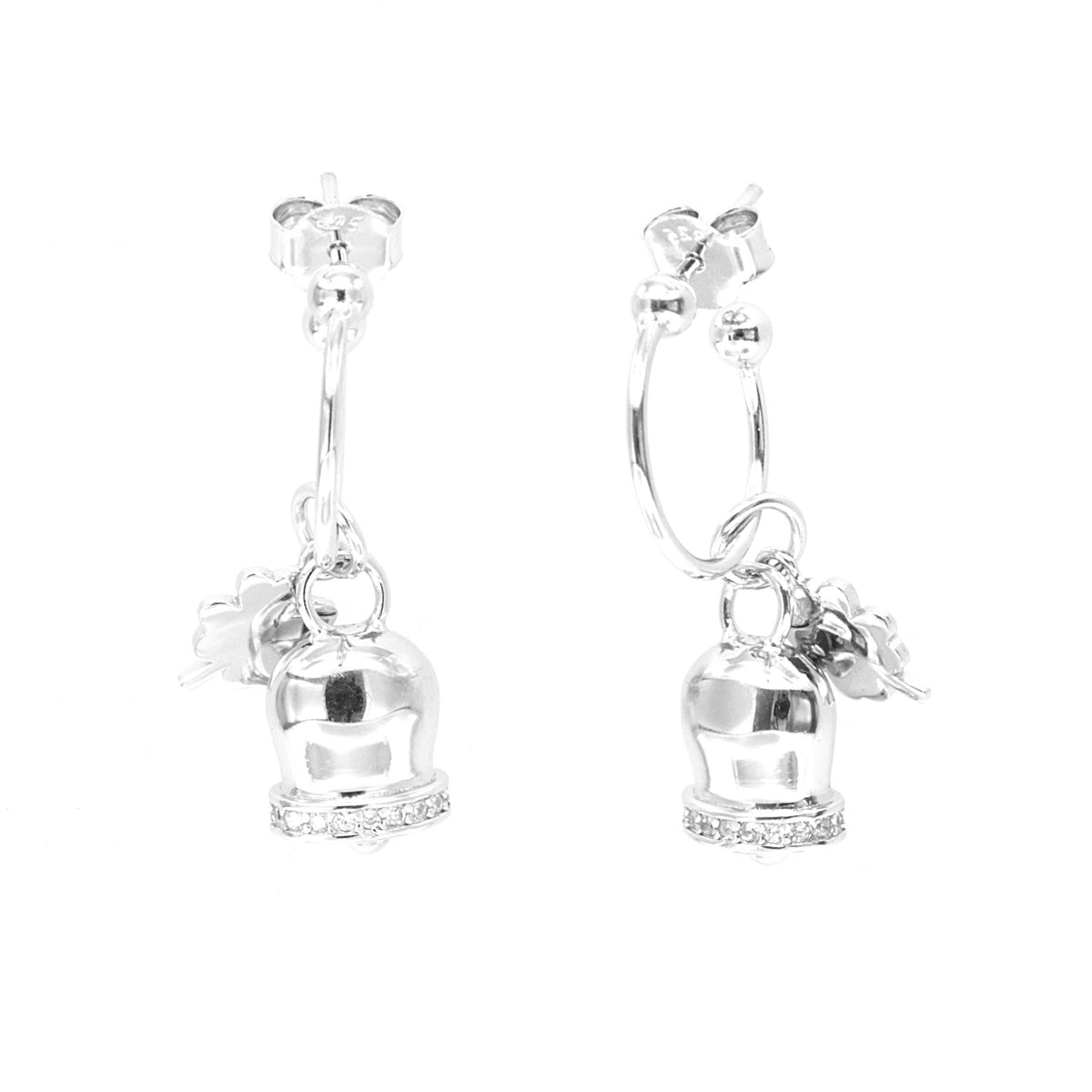925 silver earrings with pan -shaped pendants and four -leaf clover