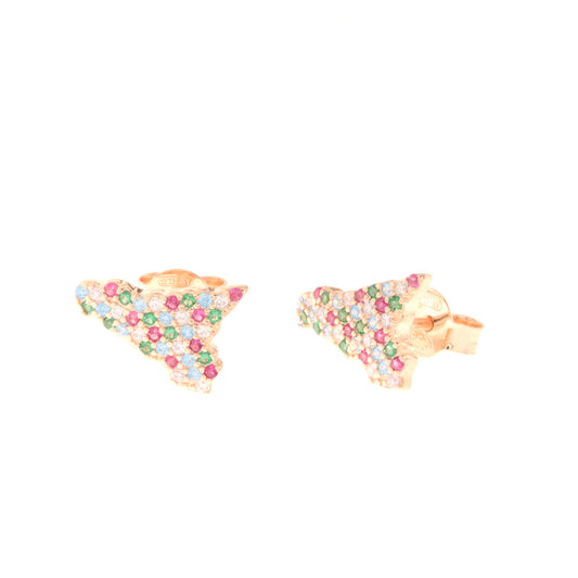925 silver earrings in the shape of Sicily embellished with multicolor zirconi