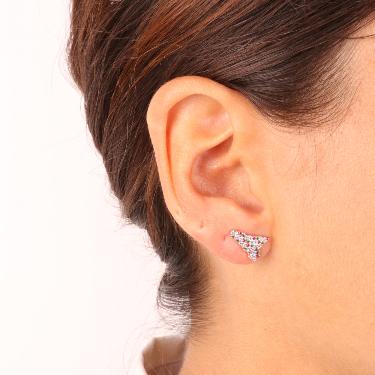 925 silver earrings in the shape of Sicily embellished with multicolor zirconi