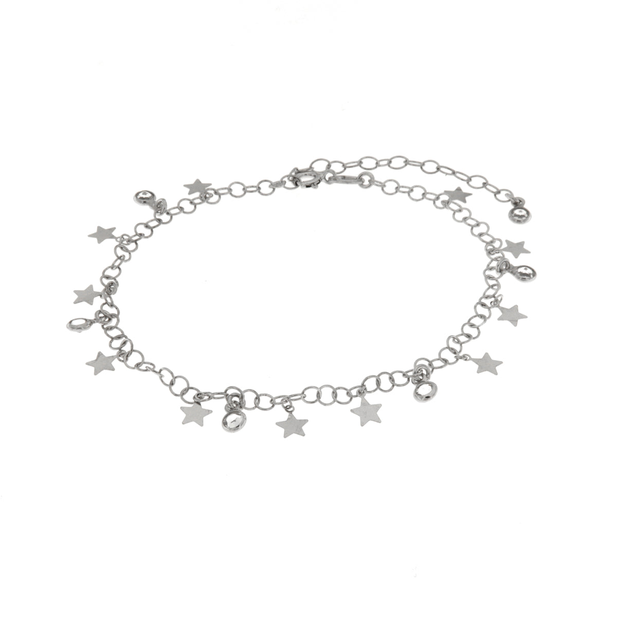 Anklet in arg 925 with stars and white crystals