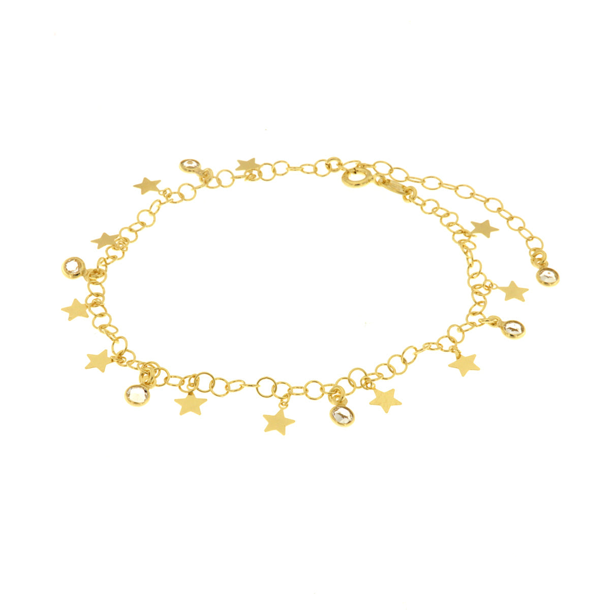 Anklet in arg 925 with stars and white crystals