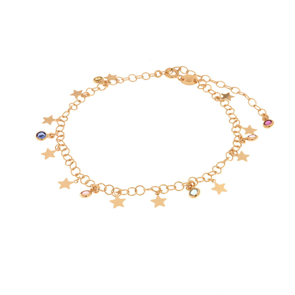 Anklet in arg 925 with stars and multicolored crystals
