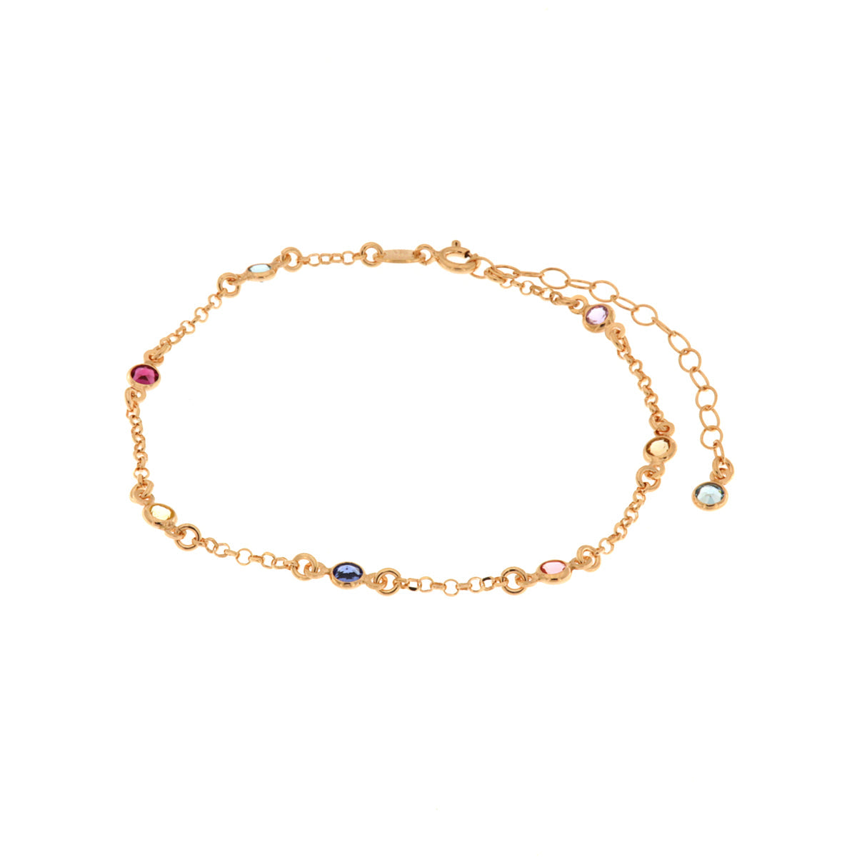 Anklet in arg 925 with white and multicolored crystals