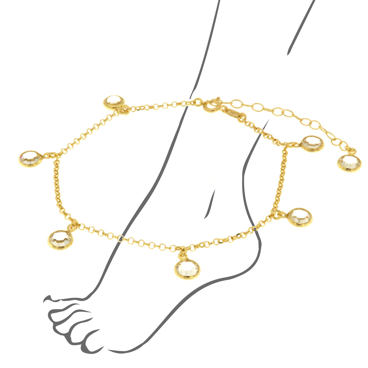 Anklet in arg 925 with white crystals