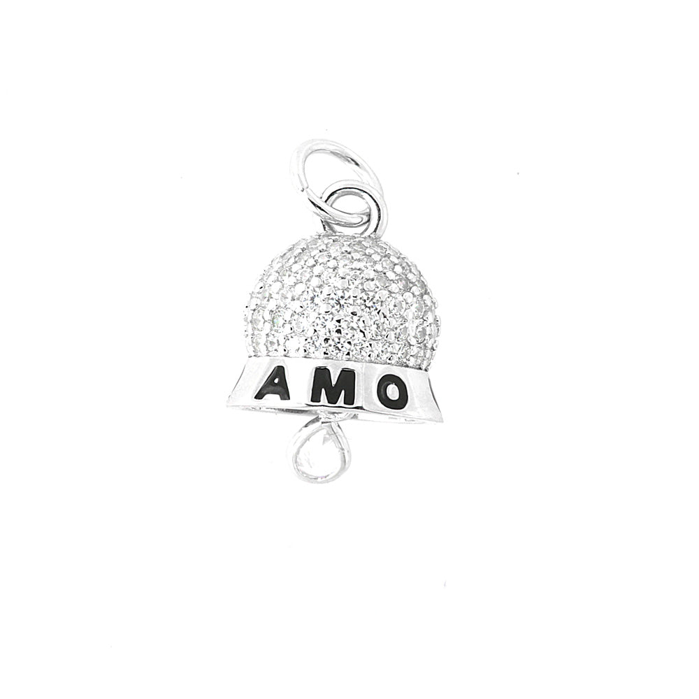 925 silver pendant cuff Campanella of white zirconi and Written Capri in black enamel